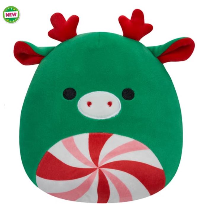 Squishmallows 7.5 Holiday - Green Moose with Peppermint Swirl Tummy